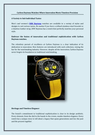 Carbon Daytona Watches Where Innovation Meets Timeless Precision