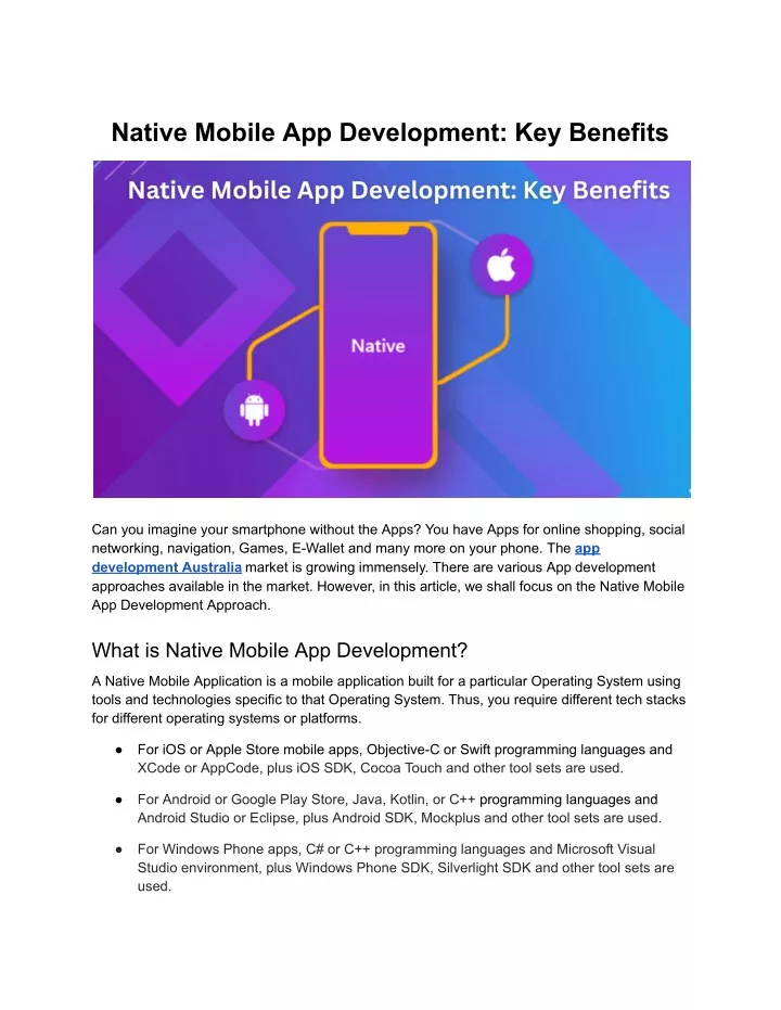 native mobile app development key benefits