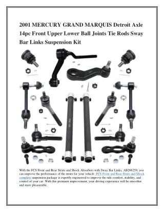 2001 MERCURY GRAND MARQUIS Detroit Axle 14pc Front Upper Lower Ball Joints Tie Rods Sway Bar Links Suspension Kit