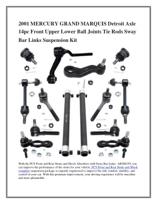 2001 MERCURY GRAND MARQUIS Detroit Axle 14pc Front Upper Lower Ball Joints Tie Rods Sway Bar Links Suspension Kit