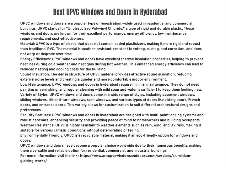 best upvc windows and doors in hyderabad