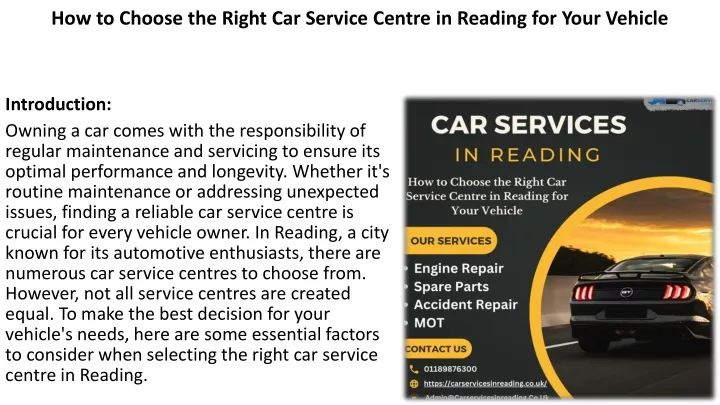 how to choose the right car service centre in reading for your vehicle