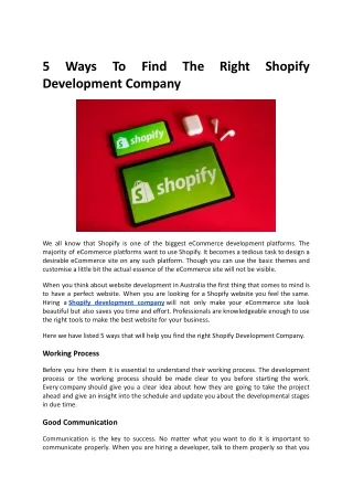 5 Ways to find the right shopify development company