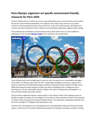 paris olympic organizers set specific environment