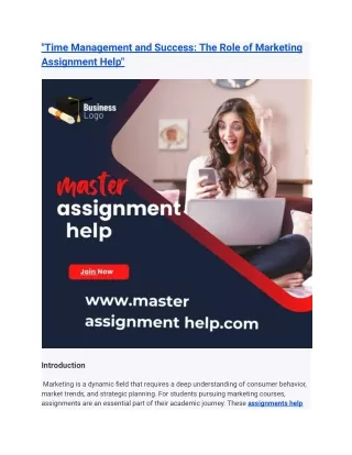 Time Management and Success: The Role of Marketing Assignment Help