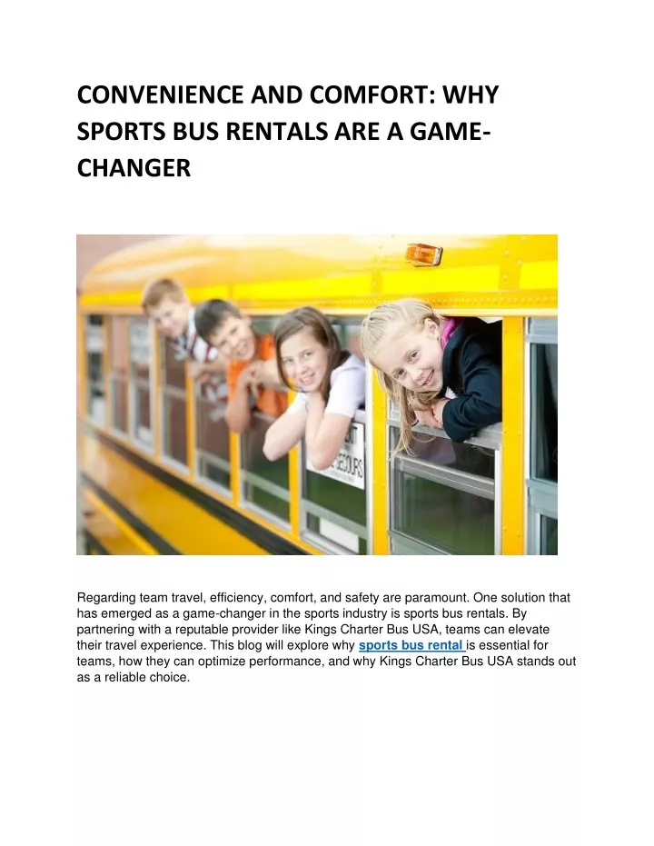 convenience and comfort why sports bus rentals