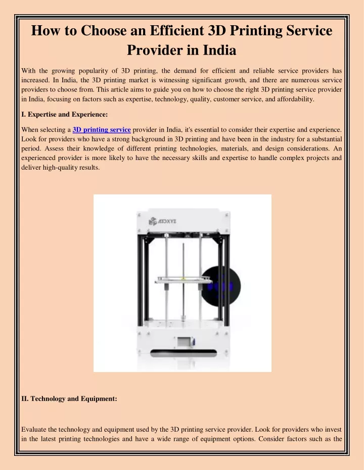 how to choose an efficient 3d printing service