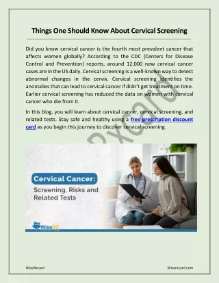 Things One Should Know About Cervical Screening