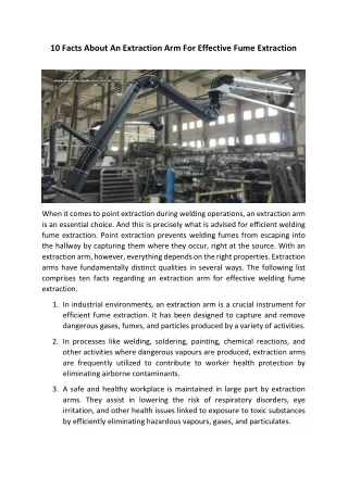 10 Facts About An Extraction Arm For Effective Fume Extraction