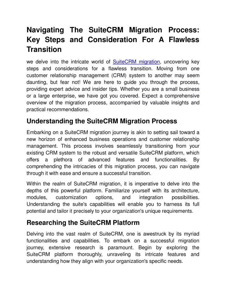 navigating the suitecrm migration process