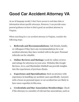 Good Car Accident Attorney VA