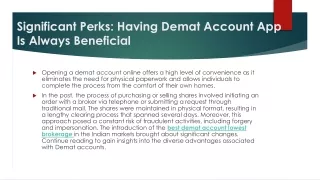 Significant Perks Having Demat Account App Is Always Beneficial