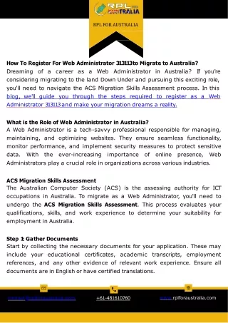How To Register For Web Administrator 313113 to Migrate to Australia