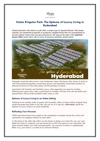 Vertex Kingston Park The Epitome of Luxury Living in Hyderabad