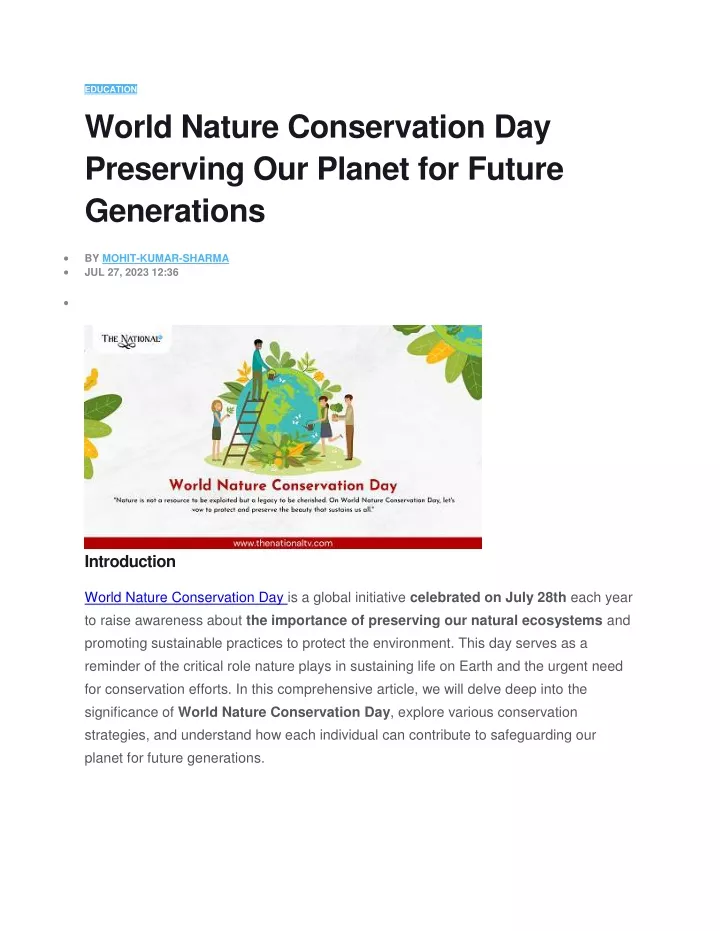 education world nature conservation