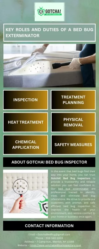 key roles and duties of a bed bug exterminator