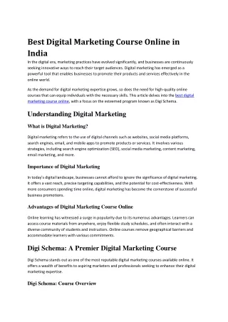 Best Digital Marketing Course Online in India