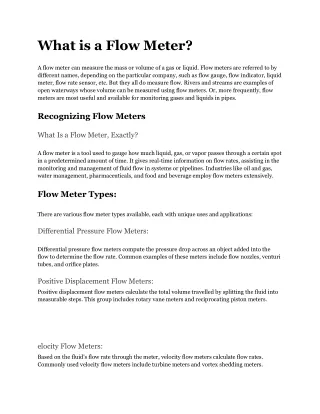 What is a Flow Meter