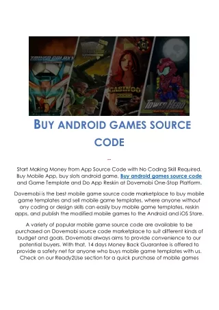 Buy android games source code