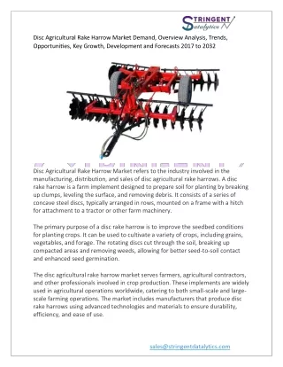 disc agricultural rake harrow market demand