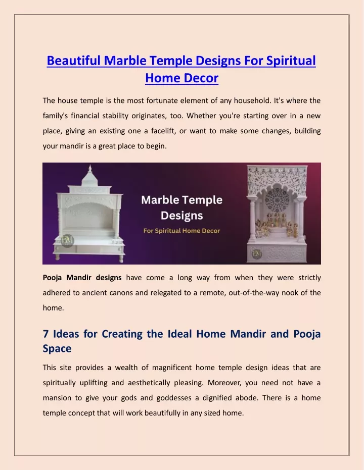 beautiful marble temple designs for spiritual home decor