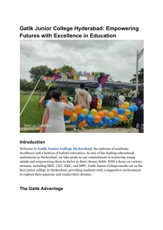 Gatik Junior College Hyderabad_ Empowering Futures with Excellence in Education