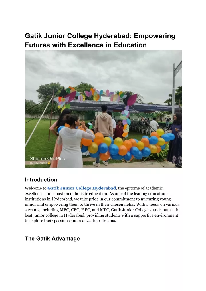 gatik junior college hyderabad empowering futures