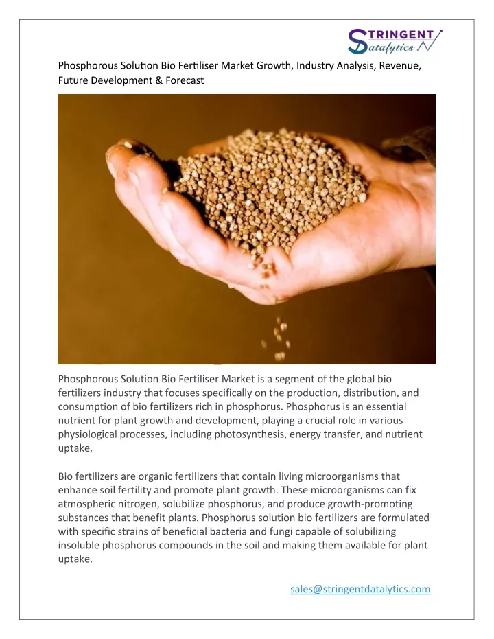 phosphorous solution bio fertiliser market growth
