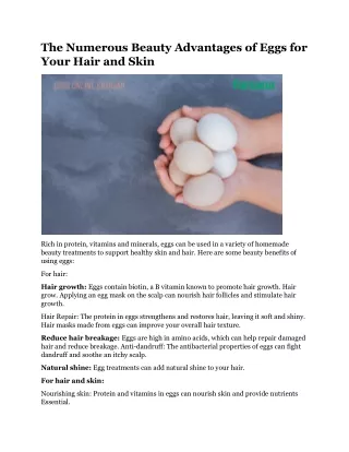 The Numerous Beauty Advantages of Eggs for Your Hair and Skin