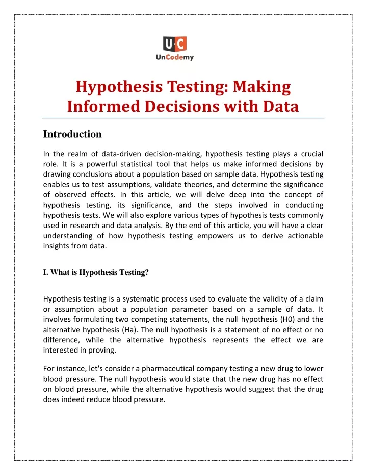 hypothesis testing making informed decisions with