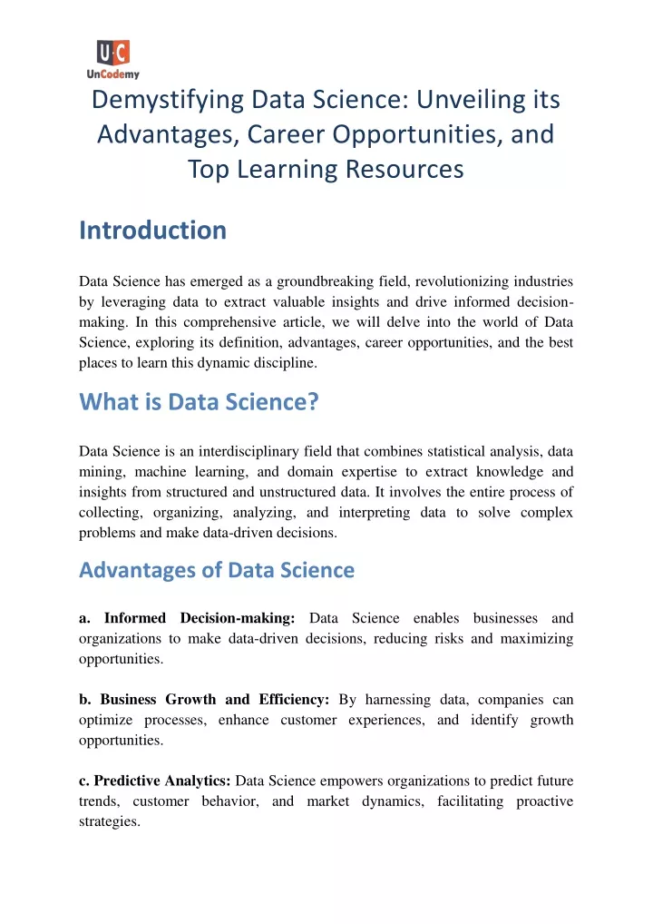 demystifying data science unveiling
