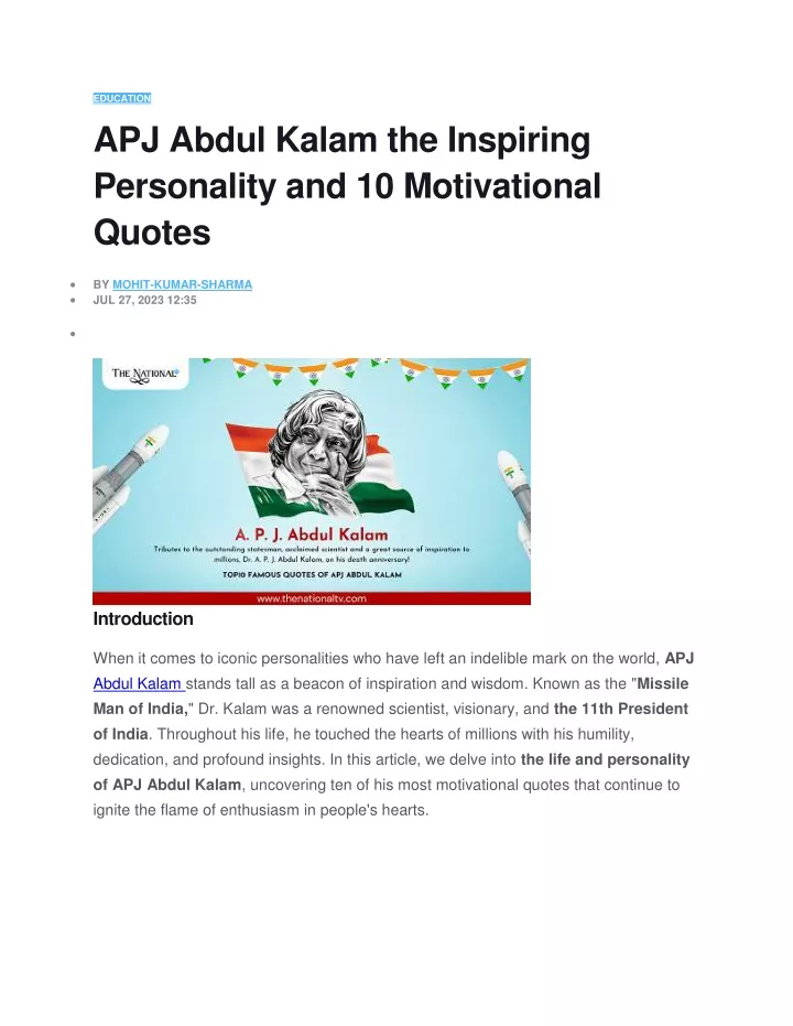 powerpoint presentation on apj abdul kalam