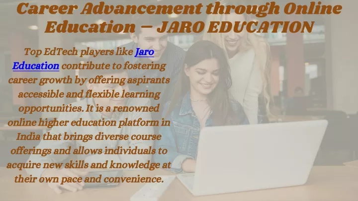 career advancement through online education jaro