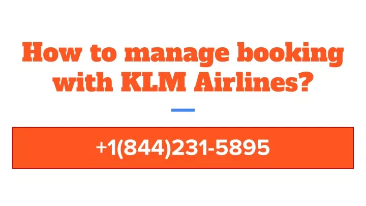 how to manage booking with klm airlines