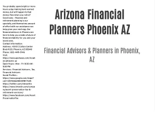 Arizona Financial Planners Phoenix AZ