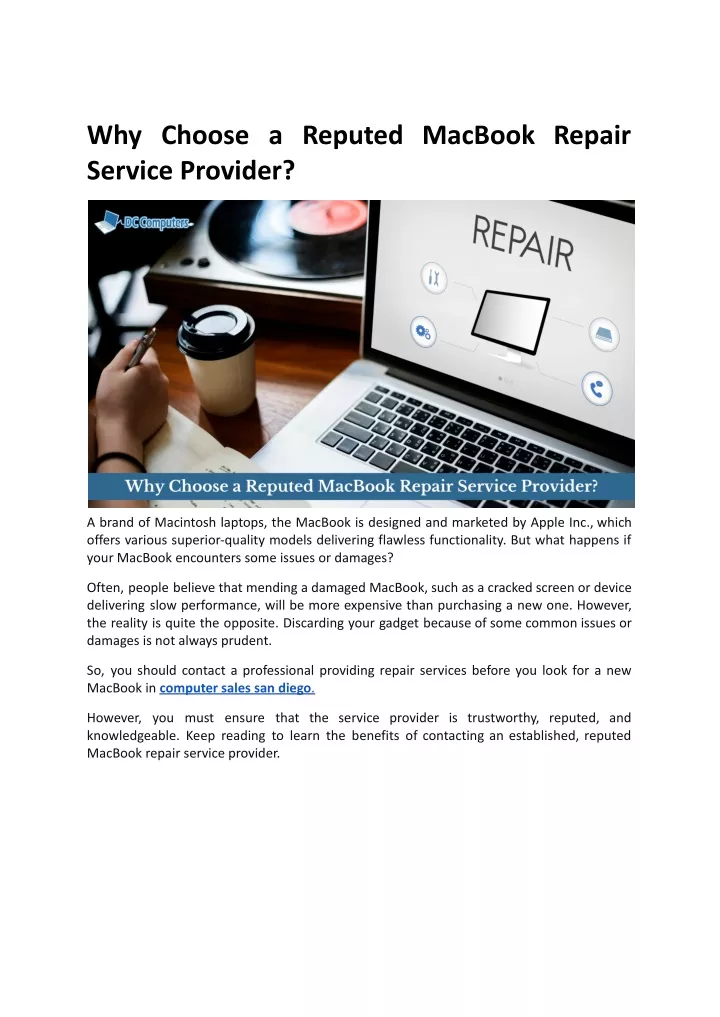 why choose a reputed macbook repair service