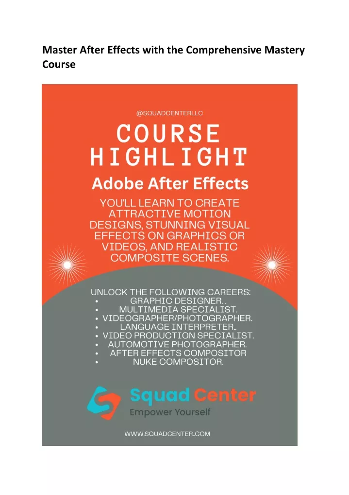 master after effects with the comprehensive