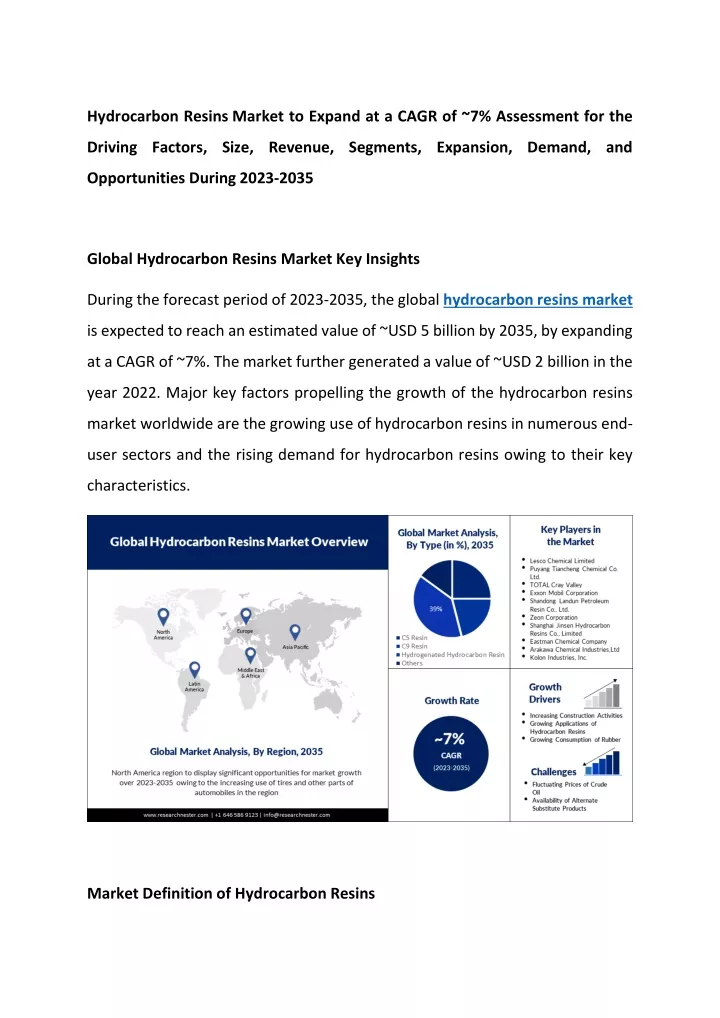 hydrocarbon resins market to expand at a cagr