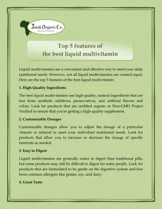 Top 5 features of the best liquid multivitamin