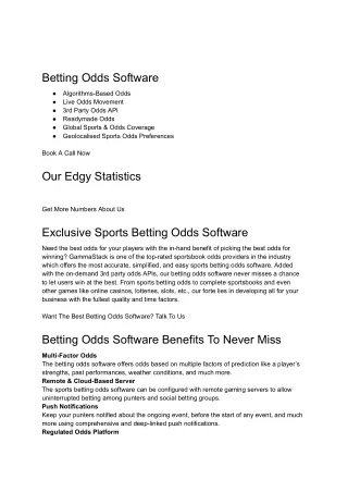 Betting Odds Software | GammaStack