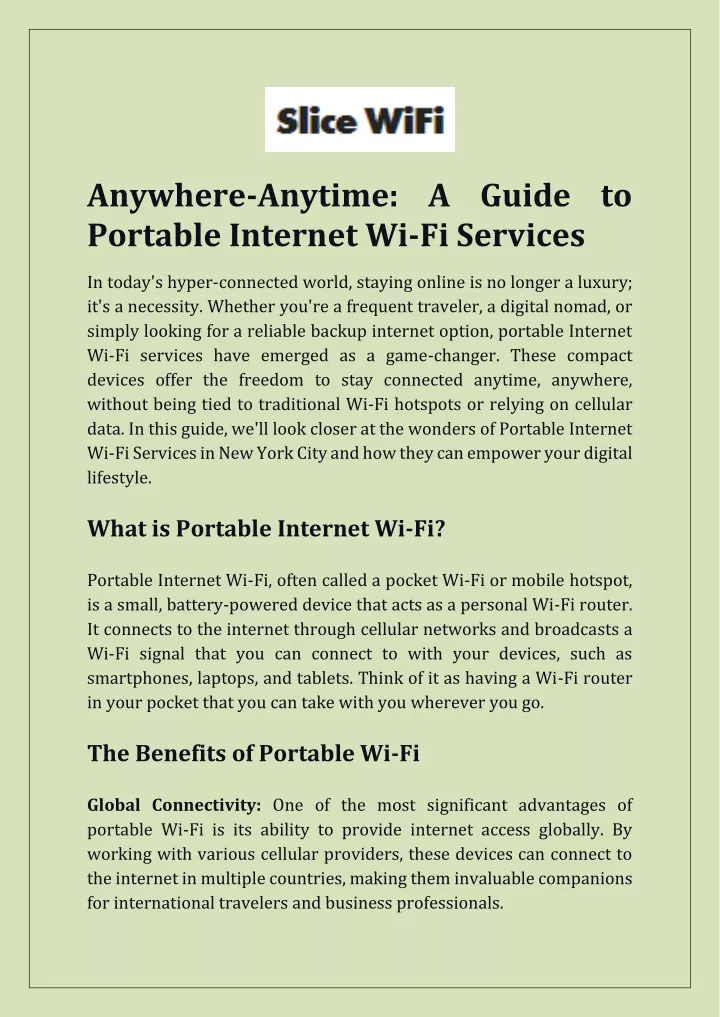 anywhere anytime a guide to portable internet
