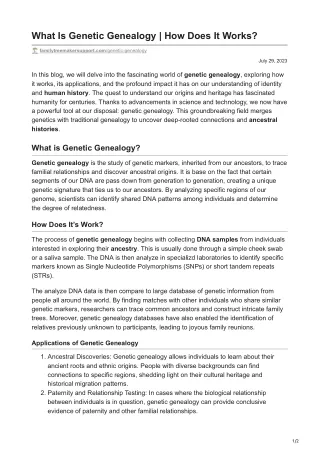 what is genetic genealogy how does it works