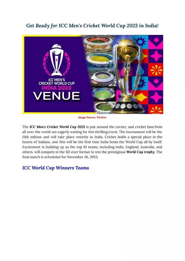get ready for icc men s cricket world cup 2023
