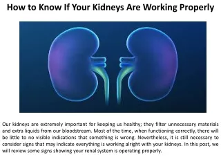 How to Check whether Your Kidneys Are in Good Condition