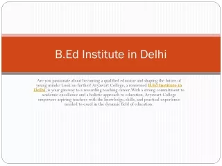 B.Ed Institute in Delhi