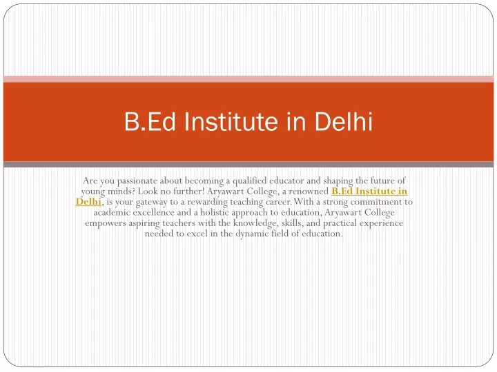 b ed institute in delhi