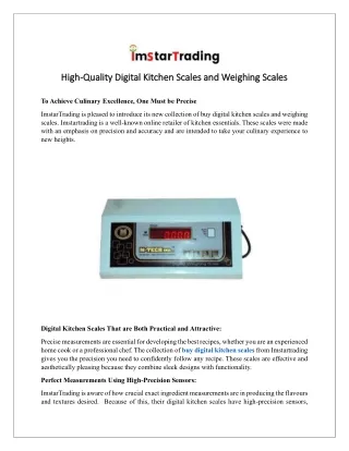 High-Quality Digital Kitchen Scales and Weighing Scales