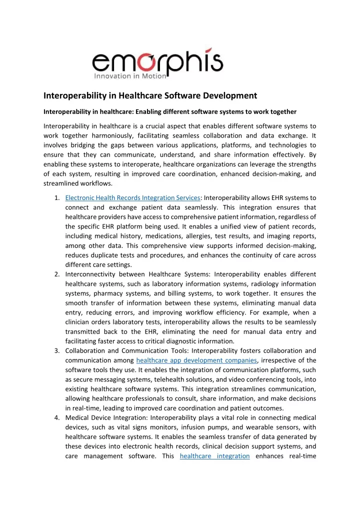 interoperability in healthcare software