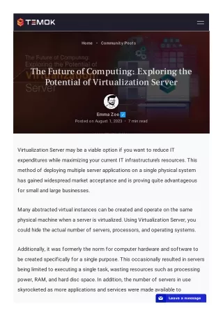 The Future of Computing: Exploring the Potential of Virtualization Server