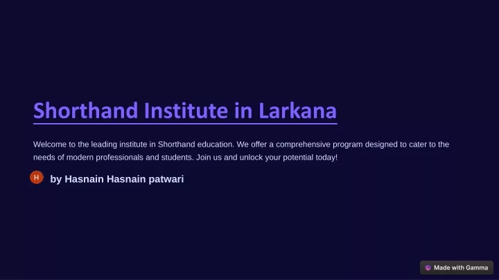 shorthand institute in larkana